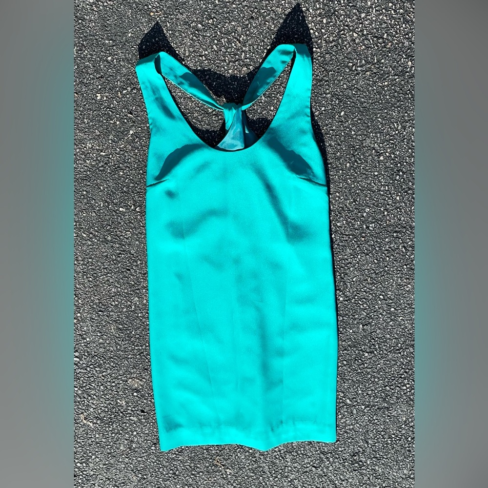 J. Crew vibrant emerald green silk Teal Satin Dress Size 4